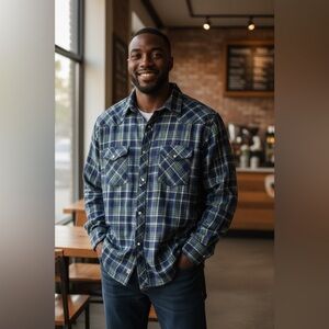 Vintage Men’s Wrangler Fully Lined Green/Blue Flannel Shacket